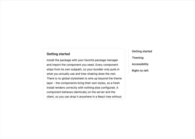 Table of Contents — Base UI component for React & Tailwind by appica-dev