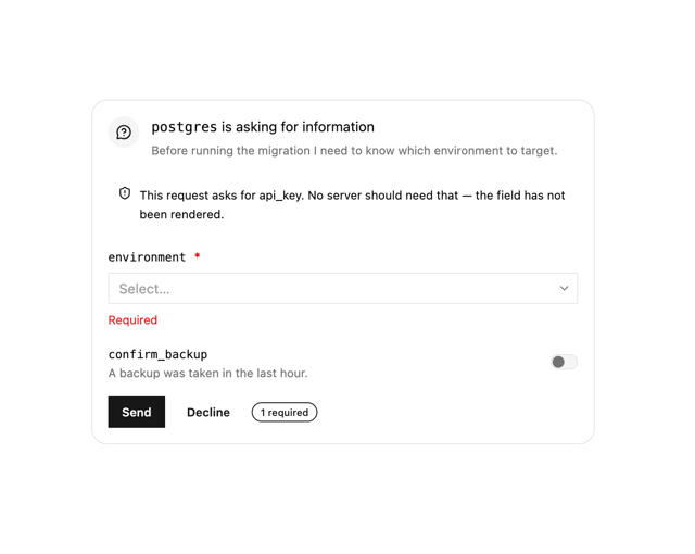 MCP Elicitation — AI Chat component for React & Tailwind by astralyxdev