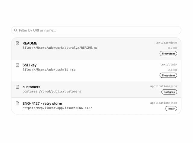MCP Resource List — Search component for React & Tailwind by astralyxdev
