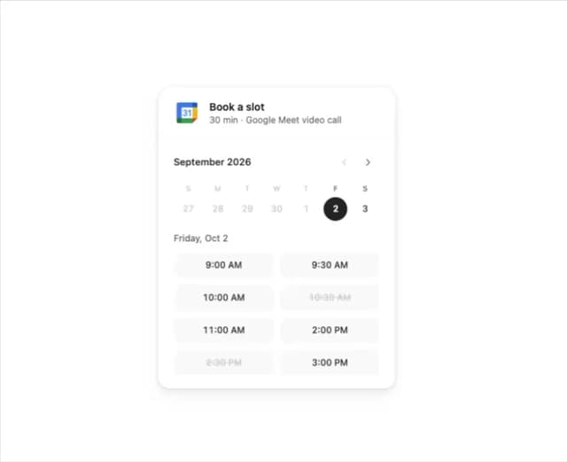 Booking Slot Calendar — Calendar component for React & Tailwind by bidyut10