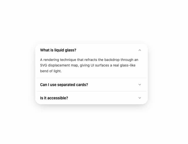 Glass Accordion — FAQ component for React & Tailwind by deepraj21
