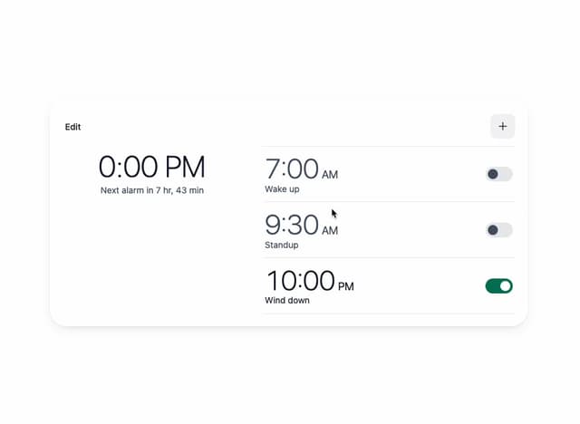 Alarm Clock — Widget component for React & Tailwind by ebnsina