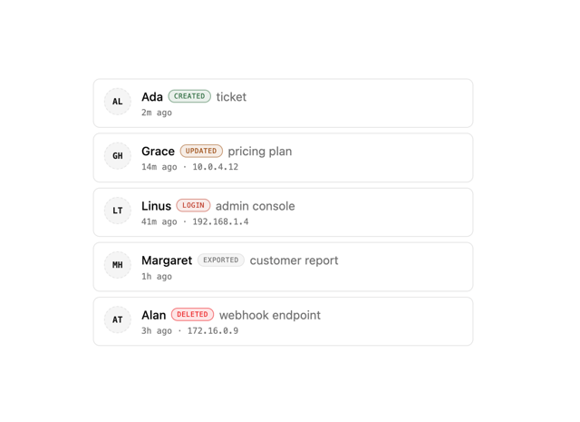 Audit Log — Timeline component for React & Tailwind by f0rextasy