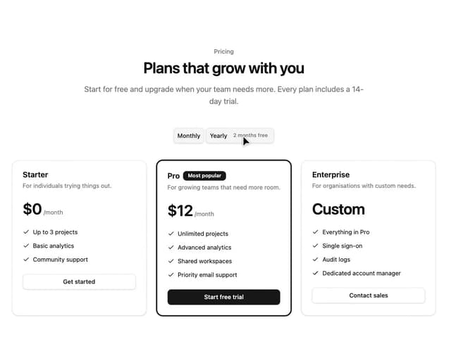 Pricing — Pricing Section component for React & Tailwind by kevingirelli