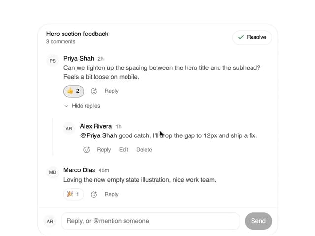 Comment Thread — Thread component for React & Tailwind by kuratlielia