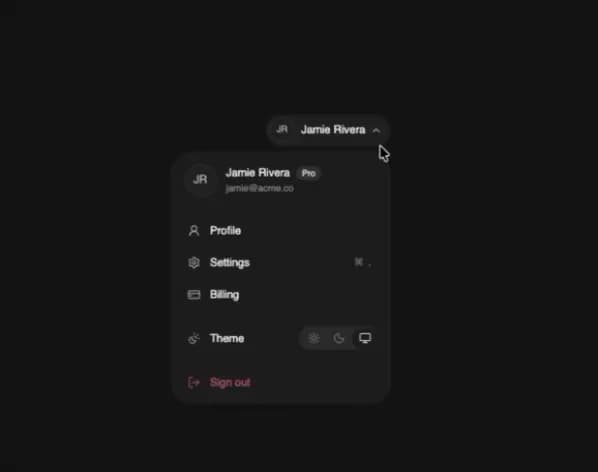 User Menu — Sign Out component for React & Tailwind by kuratlielia