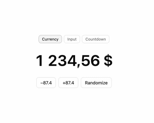 Number Flow — Number Counter component for React & Tailwind by soralabs