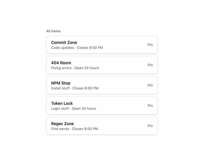 Pinned List — Pin component for React & Tailwind by unlumen