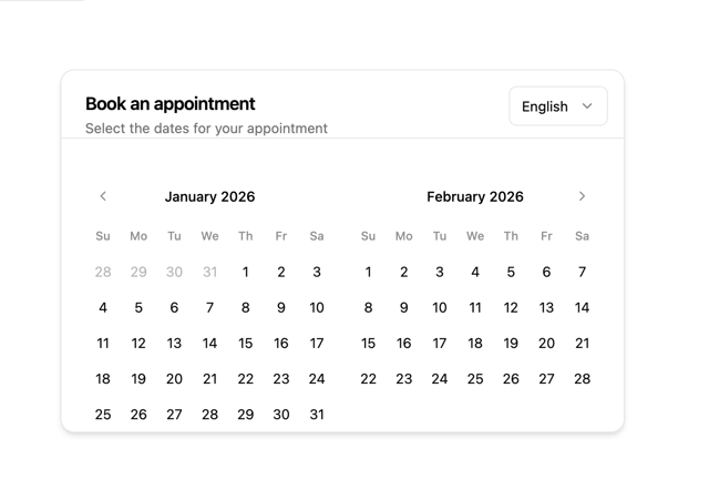 Calendar with localisation — shadcn event calendar component for React & Tailwind by shadcn