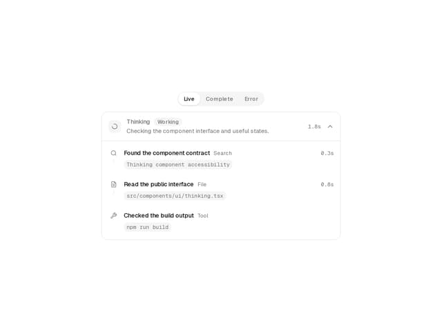 Thinking — AI Chat component for React & Tailwind by Victor
