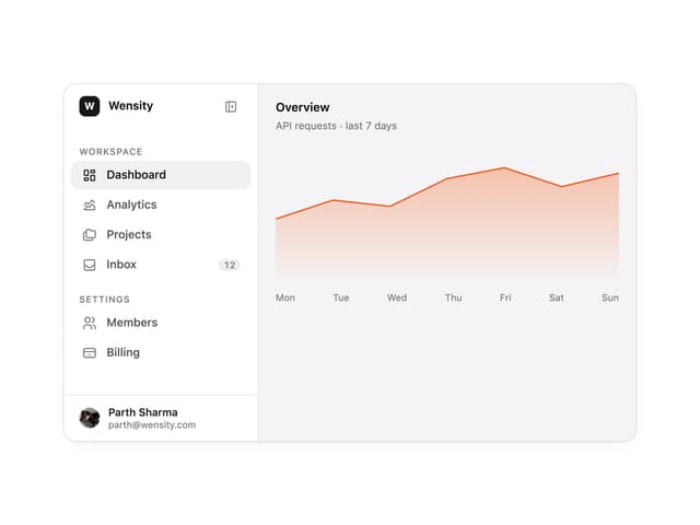 Sidebar — App Shell component for React & Tailwind by Wensity Labs