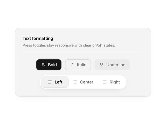 Toggle — Segmented component for React & Tailwind by Wensity Labs