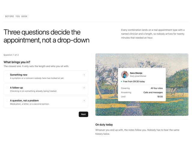 Appointment Intake Match — Appointment component for React & Tailwind by uğur sözen