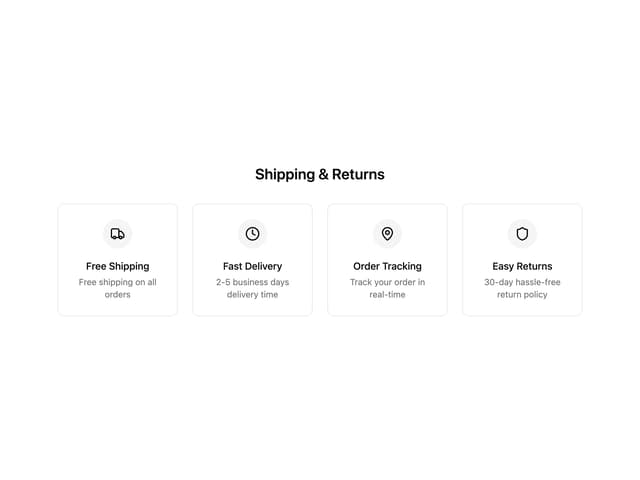 Shipping Info Cards — Ecommerce component for React & Tailwind by uğur sözen