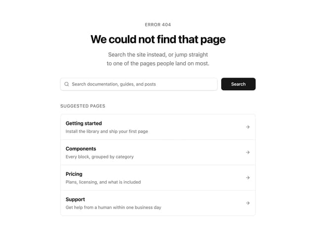 404 Search Page — 404 Page component for React & Tailwind by uğur sözen