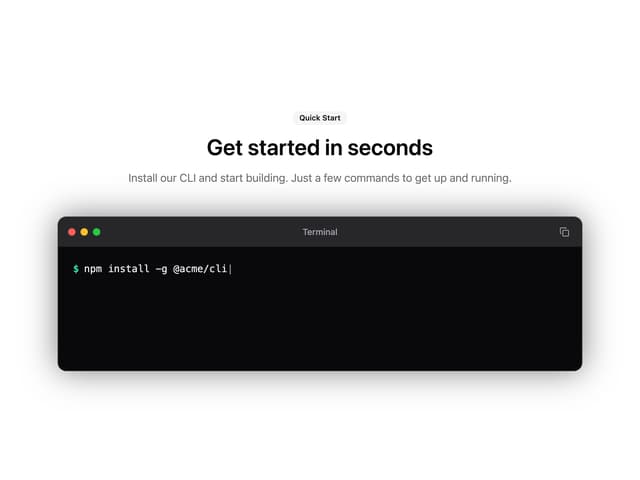 Terminal Typewriter — Code Block component for React & Tailwind by uğur sözen
