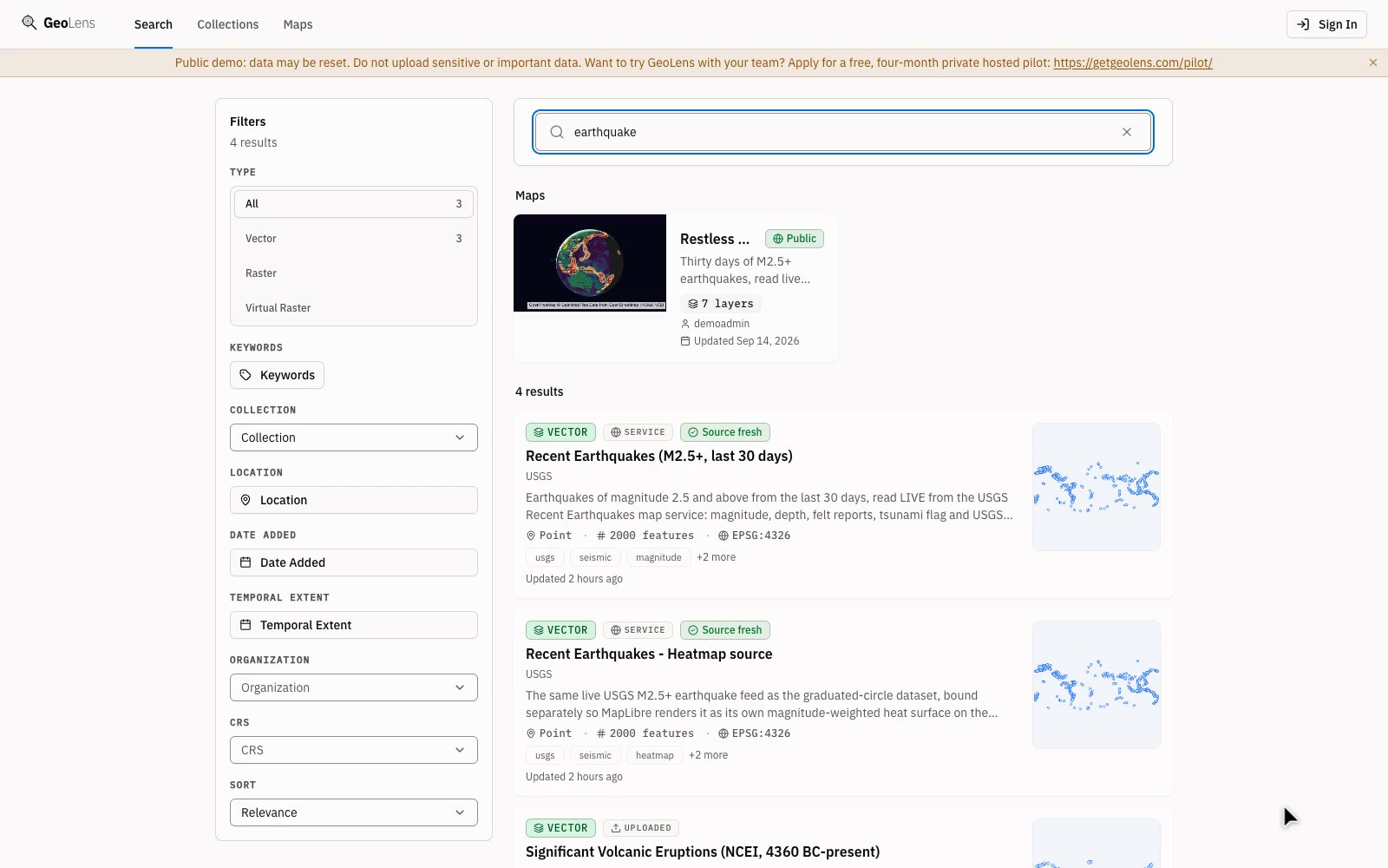 GeoLens: Self-hosted geospatial data catalog with semantic search (pgvector), OGC/STAC APIs, and map builder. Built on FastAPI, PostGIS, React, and MapLibre.