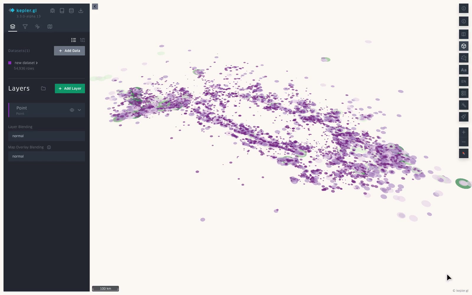 Kepler.gl: Kepler.gl is a powerful open source geospatial analysis tool for large-scale data sets.