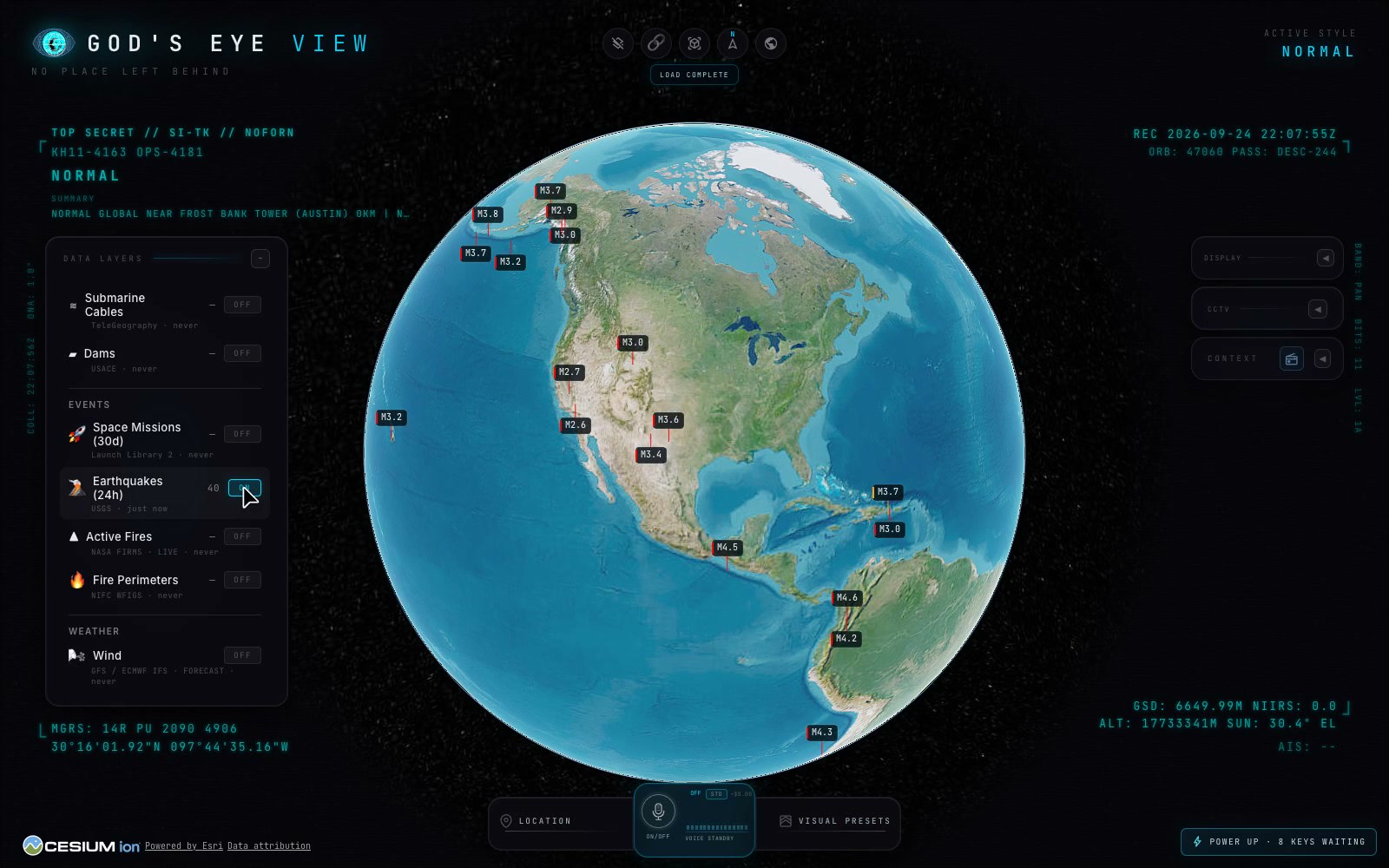 God's Eye View: Explore live geospatial data on an interactive 3D globe.