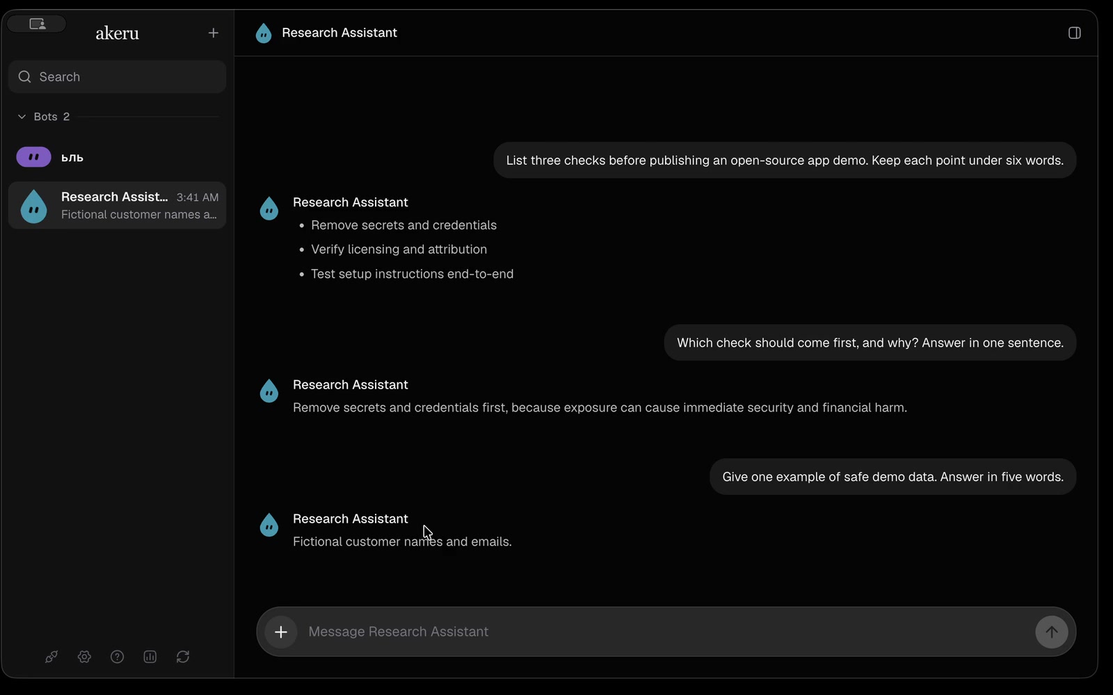 Akeru Bot: Run named AI assistants from a local desktop app, server, or browser client.