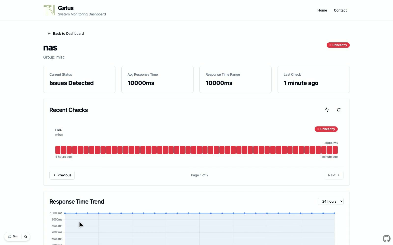 Gatus: Status page and uptime monitor with a live public demo.