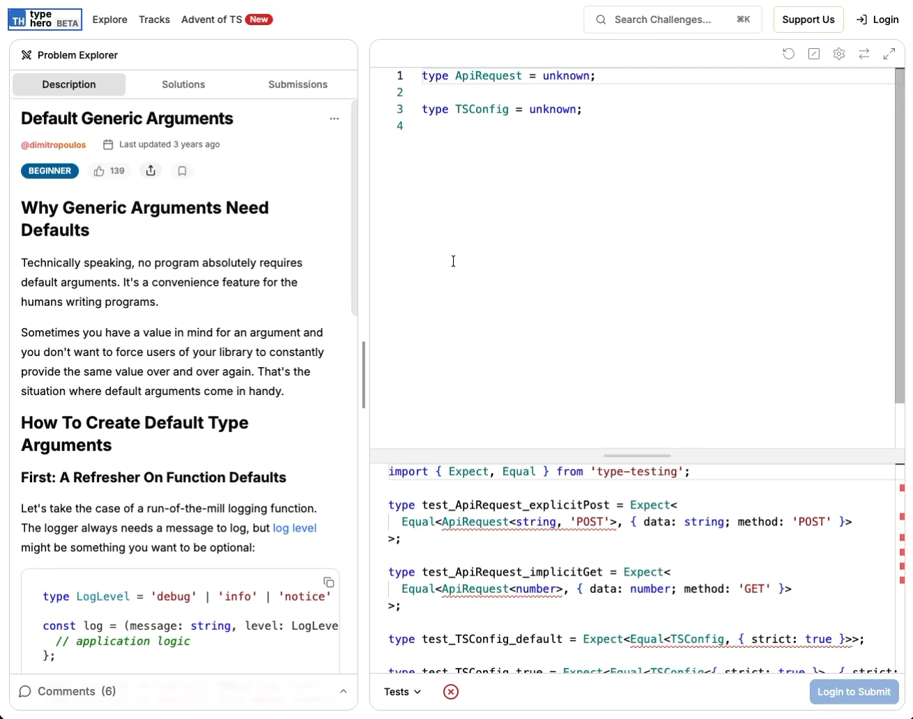 TypeHero: Create a coding education product with challenges, a browser editor and test cases.