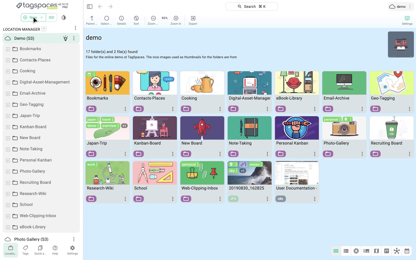 TagSpaces: File and tag manager with a working public web demo.