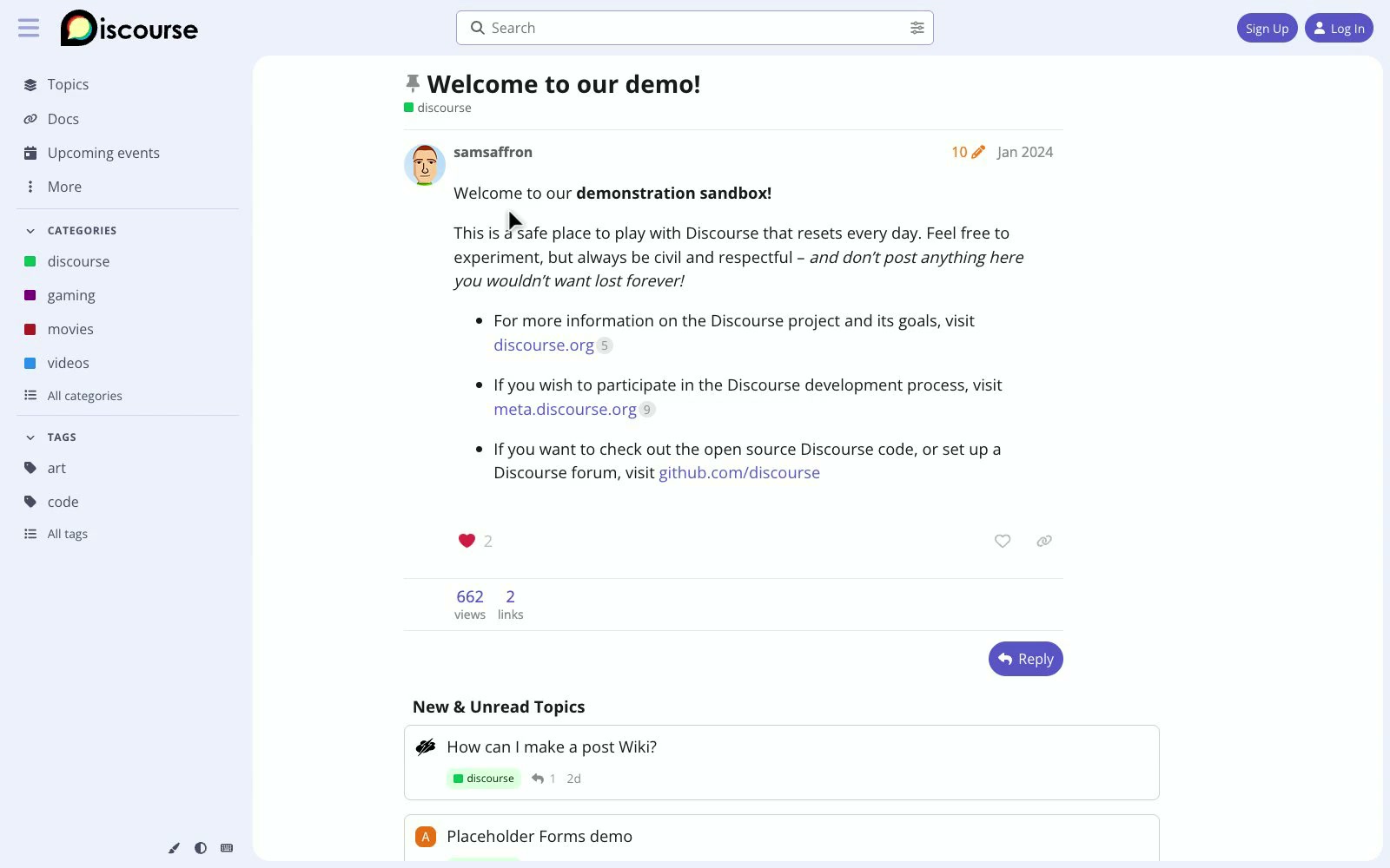 Discourse: Open-source forum platform with a public try instance.