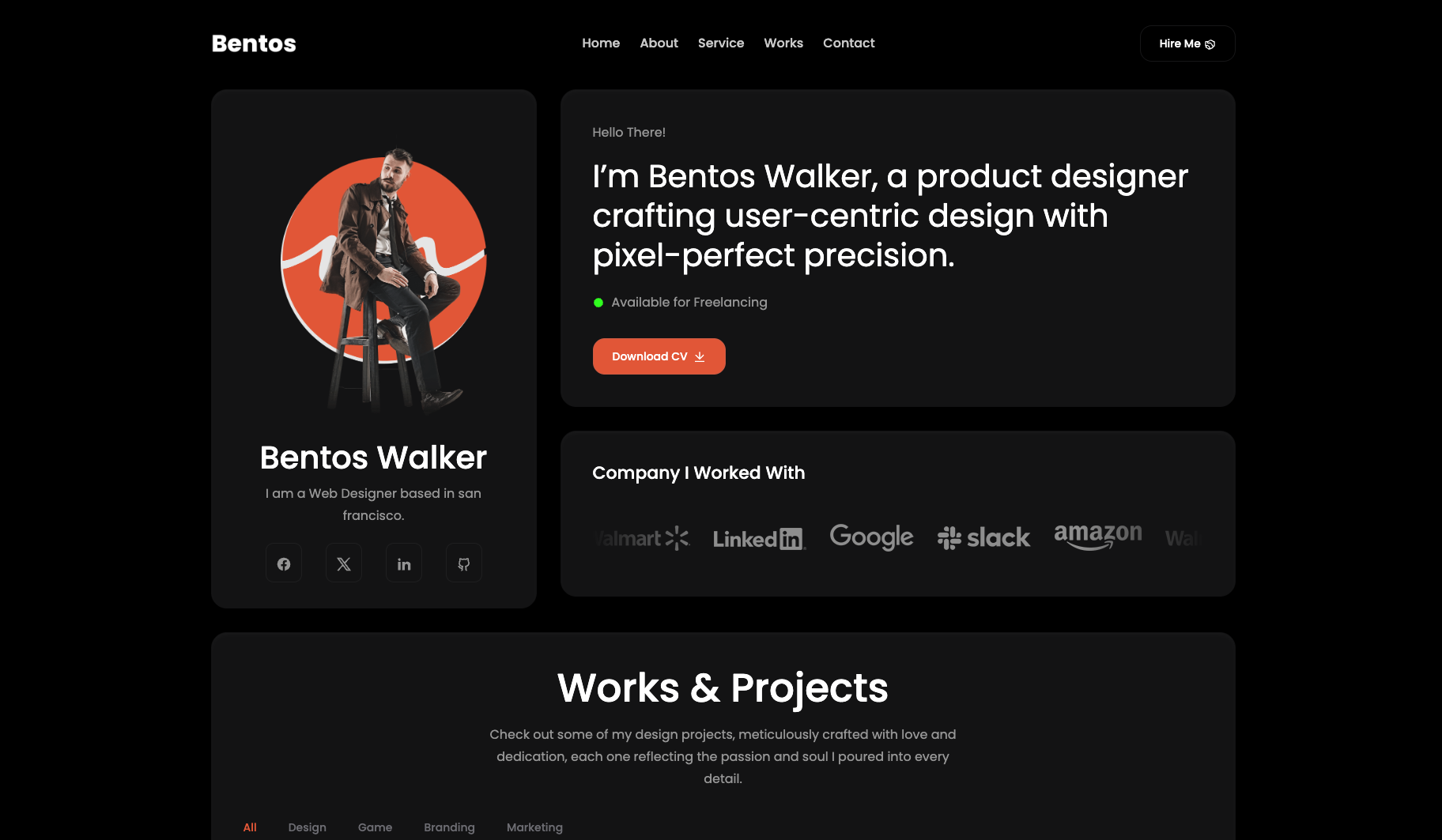 Bentos - React JS Personal Portfolio Template | Templates | 21st | 21st
