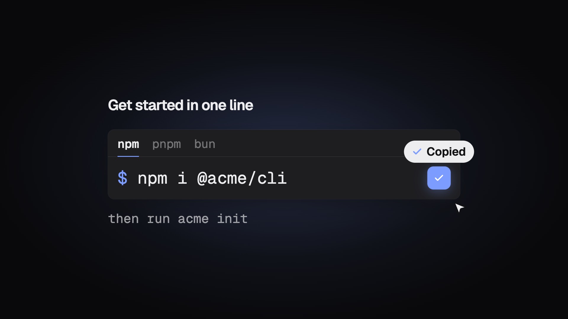 Install Command Copy preview